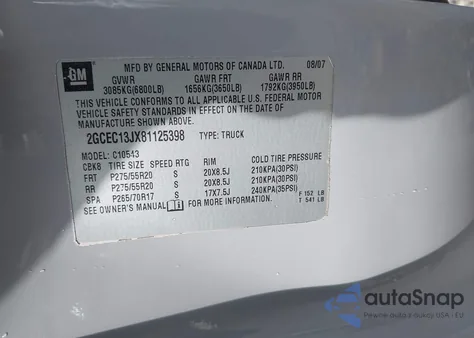 2008 Chevrolet Silverado 1500 Lt W/1Lt from USA, damaged, VIN 2GCEC13JX81125398